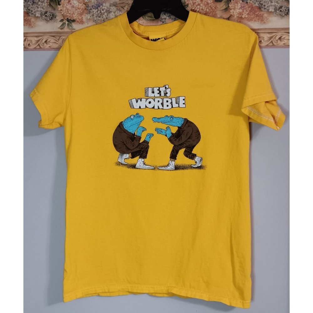 Worble Small Yellow Let's Worble Graphic Print Fun T-Shirt Unisex Shirt